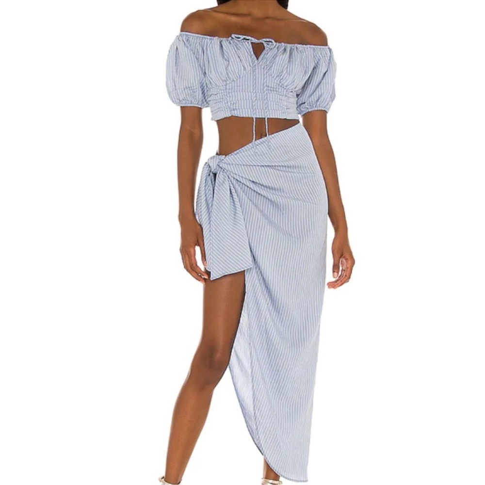 House of Harlow 1960 Blue Striped Swim Coverup set